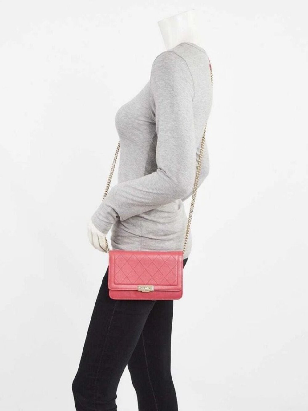 Chanel Pink Quilted Calfskin Leather WOC Clutch Bag